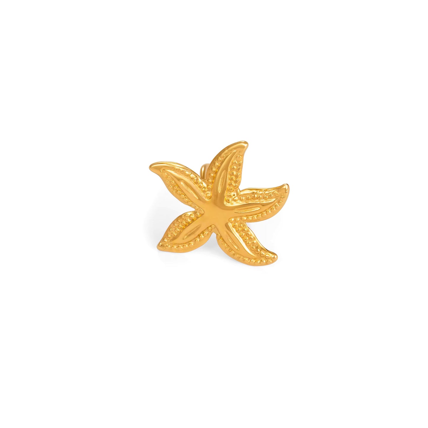 gold starfish clip-on earring, stainless steel, waterproof