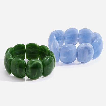 amayah chunky resin stretch bracelet jade green periwinkle blue