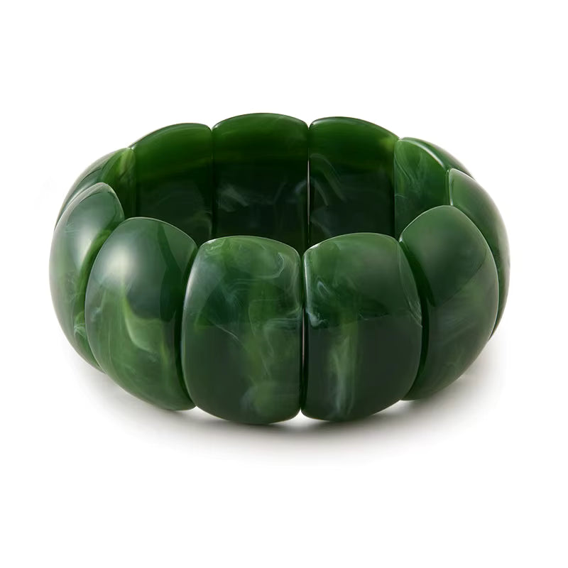 Amayah Jewelry chunky resin stretches bracelets in deep jade green