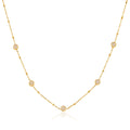  gold pavé CZ station necklace on a dainty beaded chain. Waterproof, tarnish-free & hypoallergenic