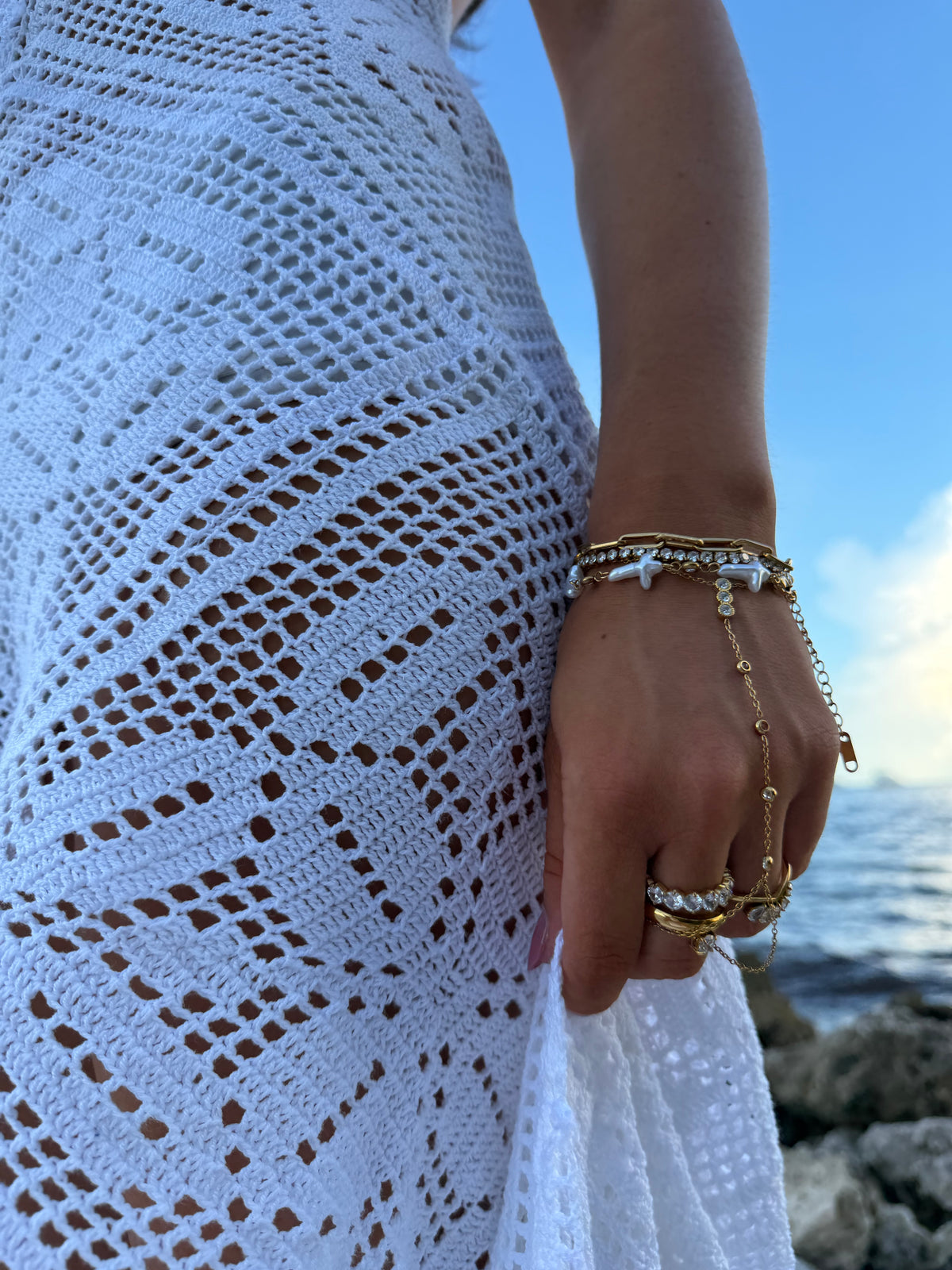 Pearl Cross Bracelet