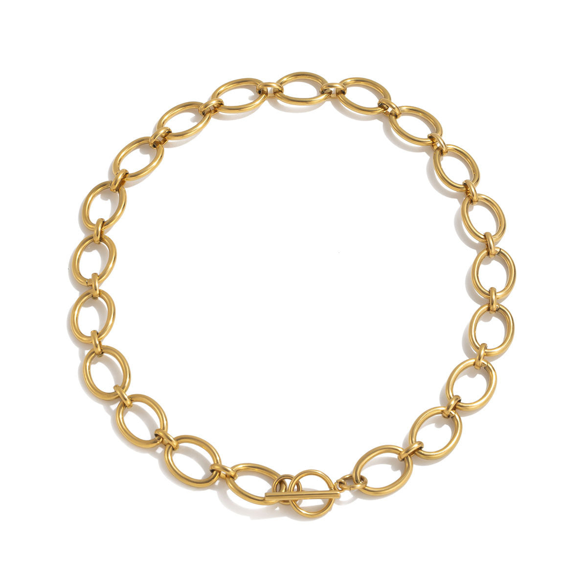 Amayah Jewelry Vera Oval Link Necklace — chunky oval chain with toggle clasp closure