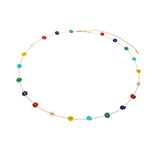 Gold floral beaded belly chain, stainless steel, waterproof