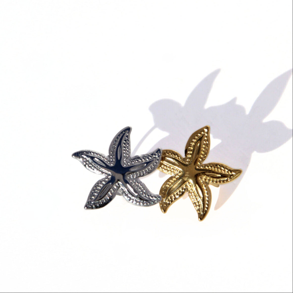 gold starfish clip-on earring, stainless steel, waterproof