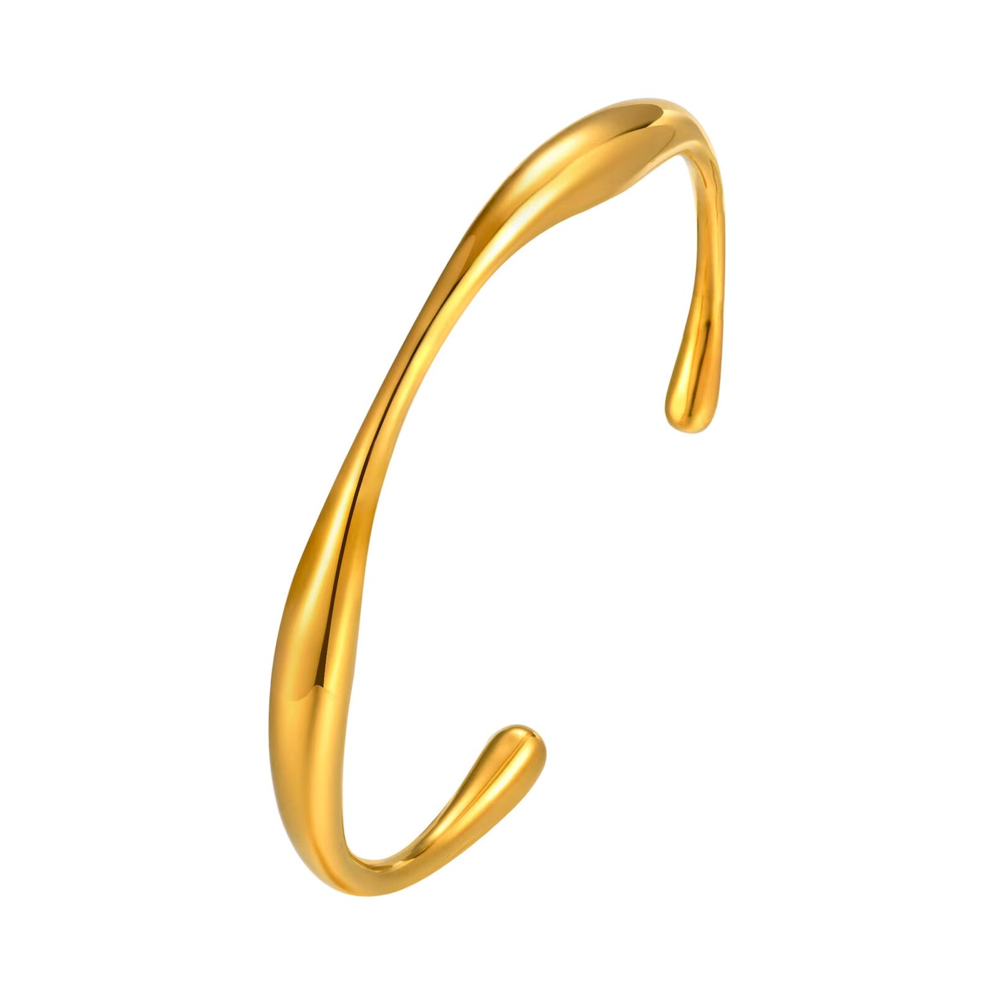 waterproof gold bangle with minimal design for stacking or solo wear