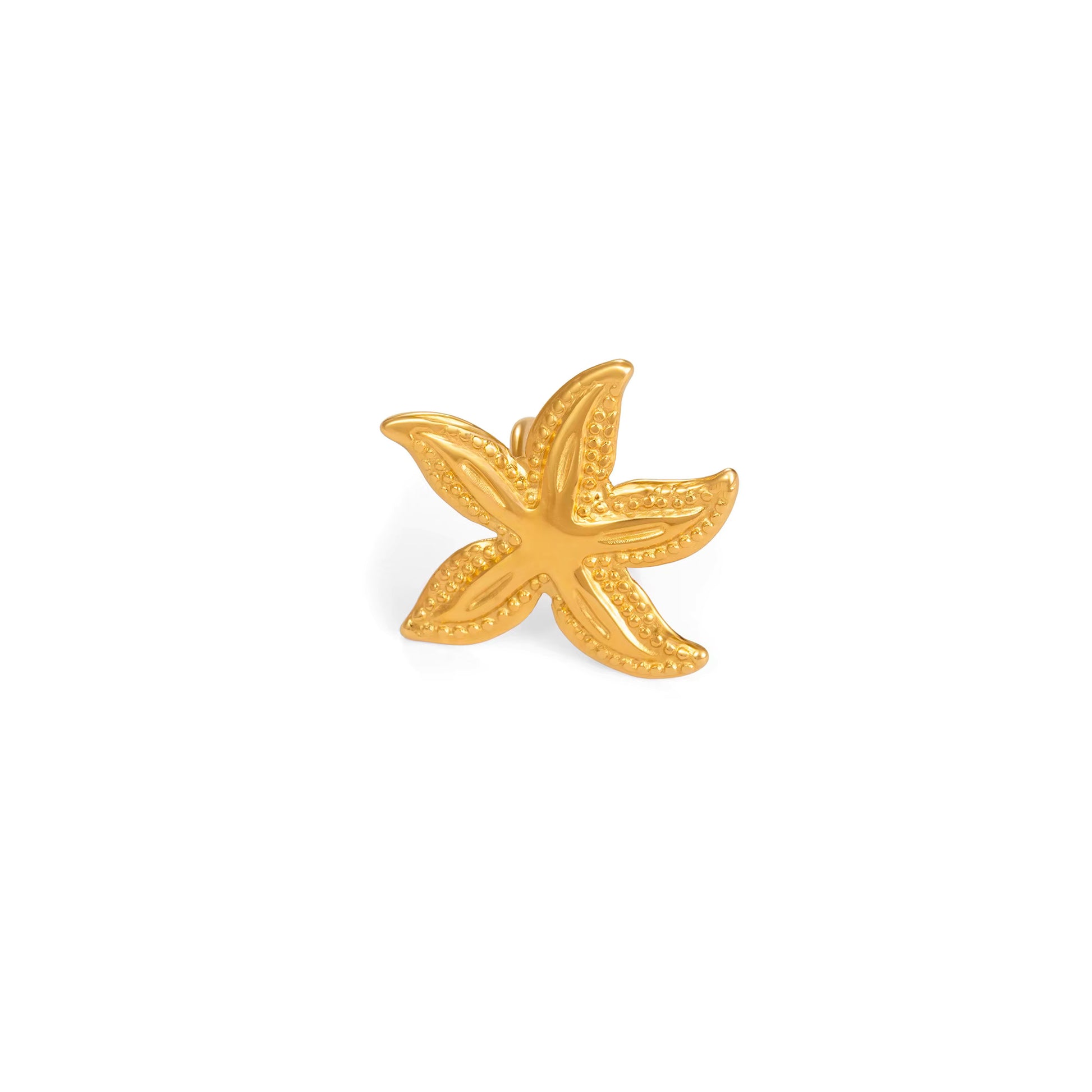gold starfish clip-on earring, stainless steel, waterproof